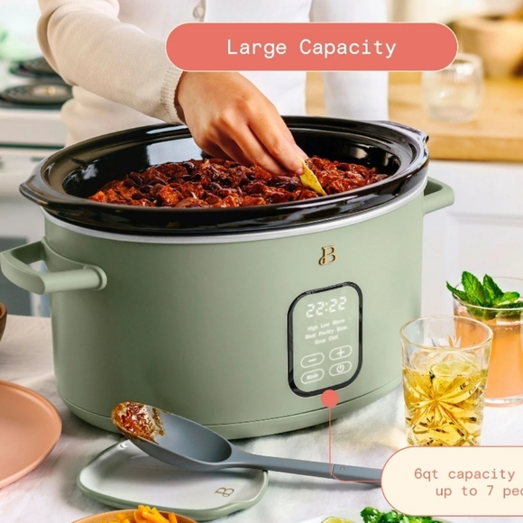 💕 New Beautiful Sage Green 4 Qt Programmable Slow Cooker - Picture 2 of 6